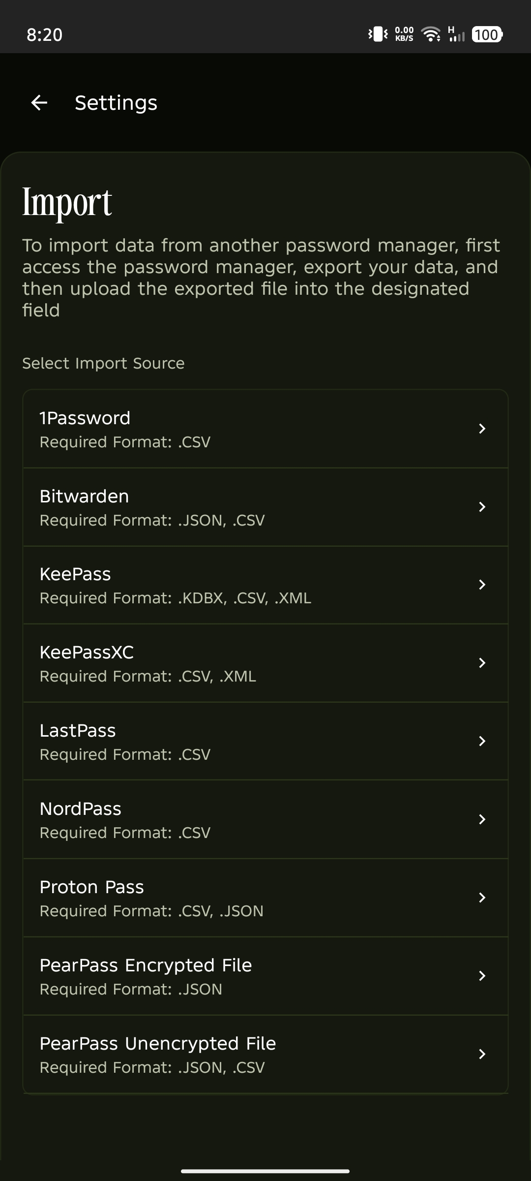 Choose password manager